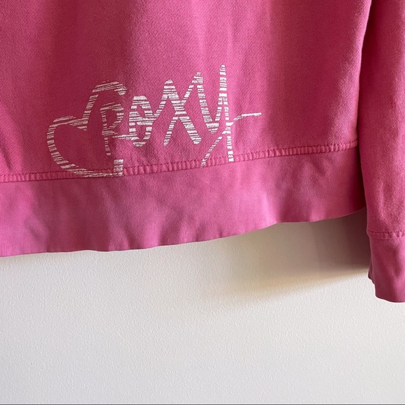 vintage y2k pink hoodie roxy jumper 2000s surf sweater. - Picture 3 of 7
